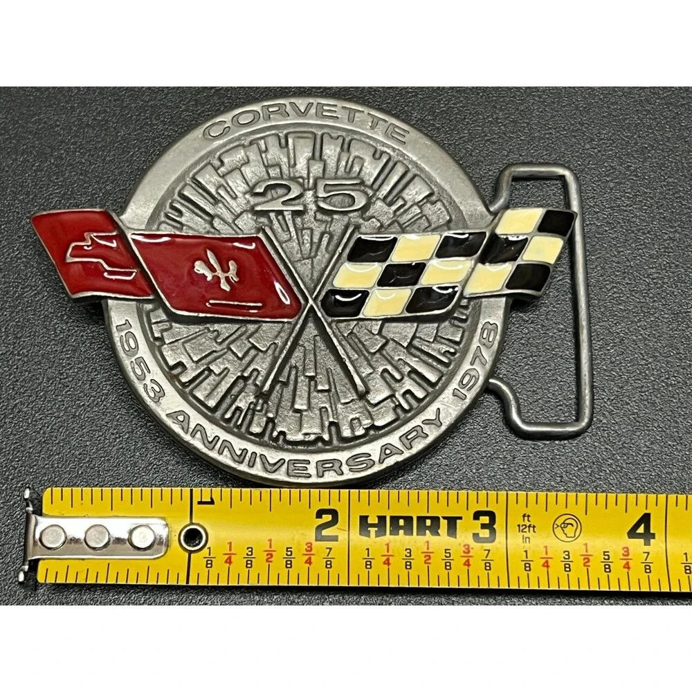 Vintage Corvette 25th Anniversary 1953-1978 Pewter Belt Buckle Mid America Ent.
